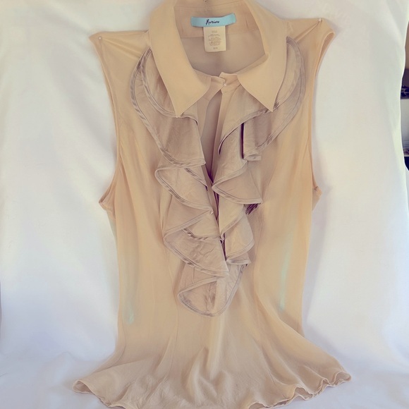 Marciano Tops - Marciano Gently Worn Beautiful Elegant Beige Ruffled Sleeveless Top -Medium